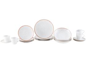 Aparelho de Jantar 20 Peças Tramontina Redondo Porcelana Branco e Marrom Mare