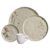 Aparelho de Jantar 24 Peças Stoneware Bio Campestre Xícara Pires Prato Raso e Sobremesa Porto Brasil