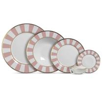 Aparelho De Jantar 30 Pçs Pink Strip Alleanza