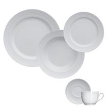Aparelho De Jantar 30 Peças Chevron Porcelana Branco Germer