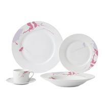 Aparelho de Jantar 30 Peças Porcelana Desenho Abstrato Lilás e Cinza Saldão Aparelho de Jantar 30 Peças Porcelana Desenho Abstrato Lilás e Cinza Saldão