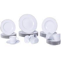 Aparelho de Jantar 30 Peças Tramontina Elisa Porcelana 6 Pessoas Mesa Posta Filete Dourado Aparelho de Jantar 30 Peças Tramontina Elisa Porcelana 6 Pessoas Mesa Posta Filete Dourado
