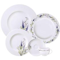 Aparelho de Jantar 4 pessoas 20 Peças Porcelana Tramontina Lilla Decorada Mesa Posta