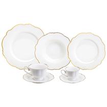 Aparelho De Jantar 42 Peças De Porcelana Com Fio De Ouro Maldivas Wolff