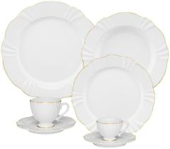 Aparelho De Jantar 42 Peças Porcelana Soleil Ouro Oxford