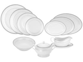 Aparelho De Jantar 45 Peças Porcelana Friso Prata - Casambiente