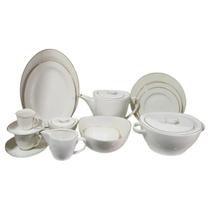 Aparelho De jantar 50 Peças Em New Bone China Com Filado Dourado Adelle L'hermitage