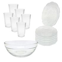 Aparelho de Jantar 6 Pratos + 6 Copos Primavera + Bowl Pro (G)