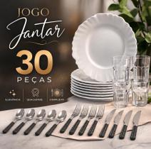 Aparelho De Jantar 6 Pratos Pétala 6 copos Vitamina e 18 Talheres