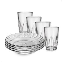 Aparelho de Jantar 8 Peças de Vidro 4 Copos 240ml + 4 Pratos Fundos Aparelho de Jantar 8 Peças de Vidro 4 Copos 240ml + 4 Pratos Fundos