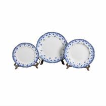 Aparelho de Jantar Blue Leaf Porcelana Borda Ouro 18 Peças Aparelho de Jantar Blue Leaf Porcelana Borda Ouro 18 Peças