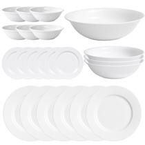 Aparelho De Jantar Branco 22 pçs Mesa Posta em Melamina Aparelho De Jantar Branco 22 pçs Mesa Posta em Melamina