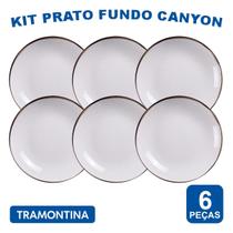 Aparelho de Jantar Canyon Jogo de Pratos Rasos 25 cm em Porcelana Decorada Tramontina 4 peças