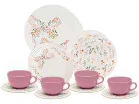 Aparelho de Jantar Chá 20 Peças Oxford Redondo Cerâmica Jardim Secreto Aparelho de Jantar Chá 20 Peças Oxford Redondo Cerâmica Jardim Secreto