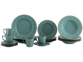Aparelho de Jantar Chá 20 Peças Oxford Redondo Cerâmica Verde Malaquita