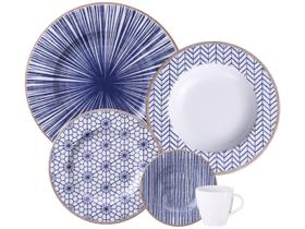 Aparelho de Jantar Chá e Café 20 Peças Tramontina Redondo de Porcelana Branco e Azul Abstratta 96589048 Aparelho de Jantar Chá e Café 20 Peças Tramontina Redondo de Porcelana Branco e Azul Abstratta 96589048
