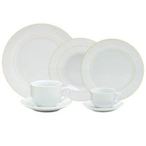 Aparelho de Jantar, Chá e Café Marrocos de Porcelana 42 Peças - Filete Dourado - Wolff