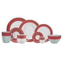 Aparelho de Jantar Chá Schmidt Porcelana Cilindrico Vermelho 20 Peças Aparelho de Jantar Chá Schmidt Porcelana Cilindrico Vermelho 20 Peças