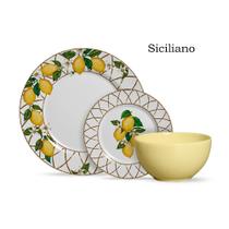 Aparelho de jantar com 12 pcs siciliano c/ bowl amarelo
