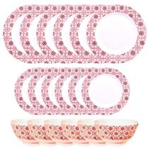 Aparelho De Jantar Completo 18 Pçs Melamina Português Verm.