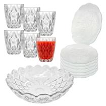 Aparelho De Jantar Copos Pratos 13 Peças Vidro com Bowl Grande 2,5L Completo Aparelho De Jantar Copos Pratos 13 Peças Vidro com Bowl Grande 2,5L Completo