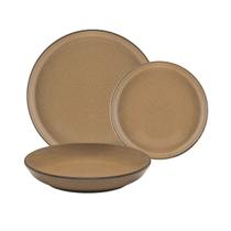 Aparelho de Jantar de 18 Peças Jogo Flat Ocre Oxford Cerâmicas