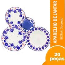 Aparelho De Jantar E Chá 20 Peças Biona Sossego Oxford Mesa Posta