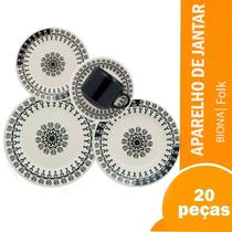 Aparelho De Jantar E Chá 20 Peças Donna Folk Premium Mesa Posta Biona