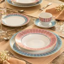 Aparelho de Jantar e Chá 20 Peças Oxford Cosmopolitan Porcelana Detalhes em Ouro Aparelho de Jantar e Chá 20 Peças Oxford Cosmopolitan Porcelana Detalhes em Ouro