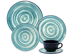 Aparelho de Jantar e Chá 20 Peças Oxford Daily Redondo Azul Unni Oceânica