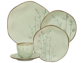 Aparelho de Jantar e Chá 20 Peças Oxford de Porcelana Verde Ryo Bambu