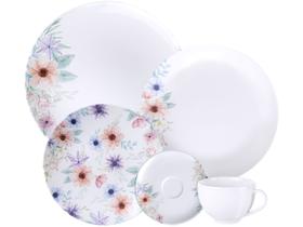 Aparelho de Jantar e Chá 20 Peças Tramontina Redondo de Porcelana Branco Floratta 96589024
