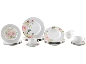 Aparelho de Jantar e Chá 20 Peças Tramontina Redondo de Porcelana Branco Ornatta 96589050