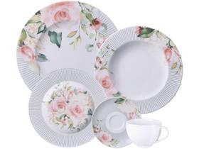 Aparelho de Jantar e Chá 20 Peças Tramontina Redondo de Porcelana Branco Ornatta 96589050