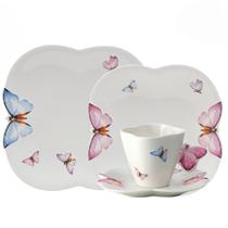 Aparelho de Jantar e Chá 24pçs Borboleta Porcelana Wolff