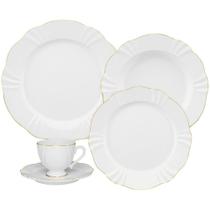 Aparelho de Jantar e Chá 30 Pçs Porcelana Soleil Victória Ouro Oxford