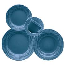 Aparelho De Jantar E Chá 30 Peças Canelé Azul - Biona