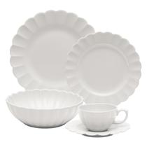 Aparelho de Jantar e Chá 30 Peças Flora Camelia Porcelana Oxford Jogo de Pratos e Xicaras