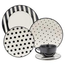 Aparelho de Jantar e Chá 30 Peças Oxford Unni Stripes And Dots