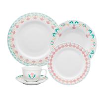 Aparelho De Jantar E Chá 30 Peças Porcelana Flamingo Duquesa Oxford