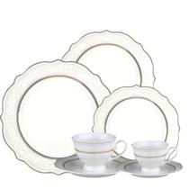 Aparelho de Jantar e Chá 42pç Trèsor Porcelana New Bone Filete Dourado Aparelho de Jantar e Chá 42pç Trèsor Porcelana New Bone Filete Dourado