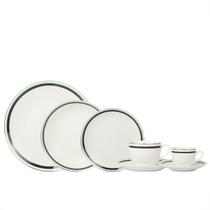 Aparelho de Jantar e Chá 42pçs Porcelana Borda Dourada e Verde LHermitage
