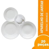 Aparelho De Jantar E Chá Biona 20 Peças Donna Branco Mesa Posta