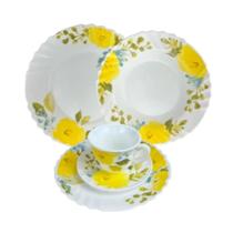 Aparelho De Jantar E Chá Opaline Estampado 20 Pçs Vidro Cozinha Presente Casamento Aparelho De Jantar E Chá Opaline Estampado 20 Pçs Vidro Cozinha Presente Casamento