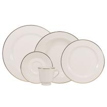 Aparelho de Jantar e Chá Porcelana Schmidt 30 Peças - Dec. Filetado Ouro Itamaraty 0010