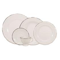 Aparelho de Jantar e Chá Porcelana Schmidt 30 Peças - Dec. Filetado Prata Pomerode 0012