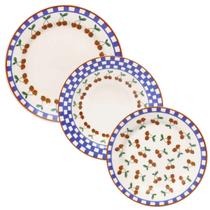 Aparelho de Jantar e Lanche 12pçs Donna Jardim de Cerejas