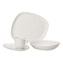 Aparelho De Jantar e Lanche 16 Peças De Cerâmica Luna Vanilla Oxford
