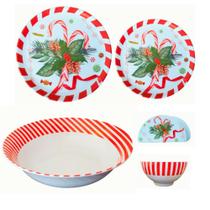 Aparelho de Jantar e Sobremesa 20 Peças Natal Melamina (Produto Sintético)