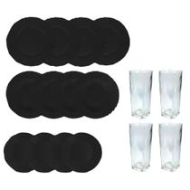 Aparelho de Jantar Ébano 16 Peças Vidro Opaline Preto Luxo Black Qualidade Elegância e Sofisticação Útil Bazar -